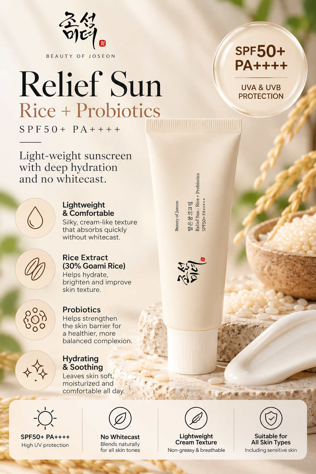 Beauty of Joseon Relief Sun: Rice + Probiotics SPF50+